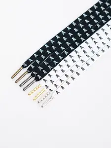 Metal Head Flat Skull Print Laces, Casual Sports Shoe Laces, All Seasons, Daily Wear, Batch Number 2026