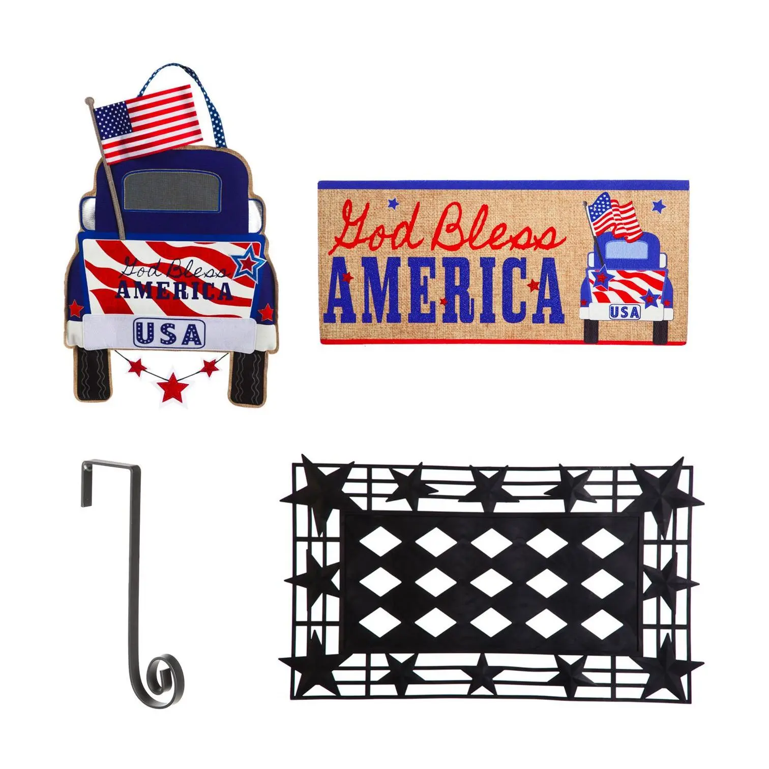 Evergreen Patriotic Door Decor & Sassafras Matet