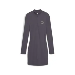 PUMA Womens Classics Ribbed Half-Zip Long Sleeve Dress Casual Casual - Grey