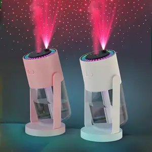 Starry Sky Projection USB Ultrasonic Home Car Air Humidifier ABS PP Silicone Electronic 280ml Water Tank 2W Power White Pink