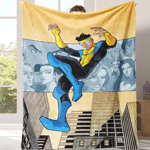 Invincible Mark Grayson Throw Blanket | Viral Comic City-Scene Art, Super Soft Flannel Blanket, Perfect Gift for Invincible Fans, Cozy Plush Throw for Sofa & Bed All-Season Cozy Blanket Ideal Birthday/Christmas Gift for Comic Lovers