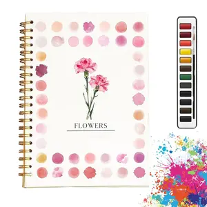 Beginner Watercolor Practice Book, Includes 12 Colors and Brushes, Painting Tool, 8 Natural Scenes (flowers), Advanced Watercolor Drawing, Ideal for Art Lovers