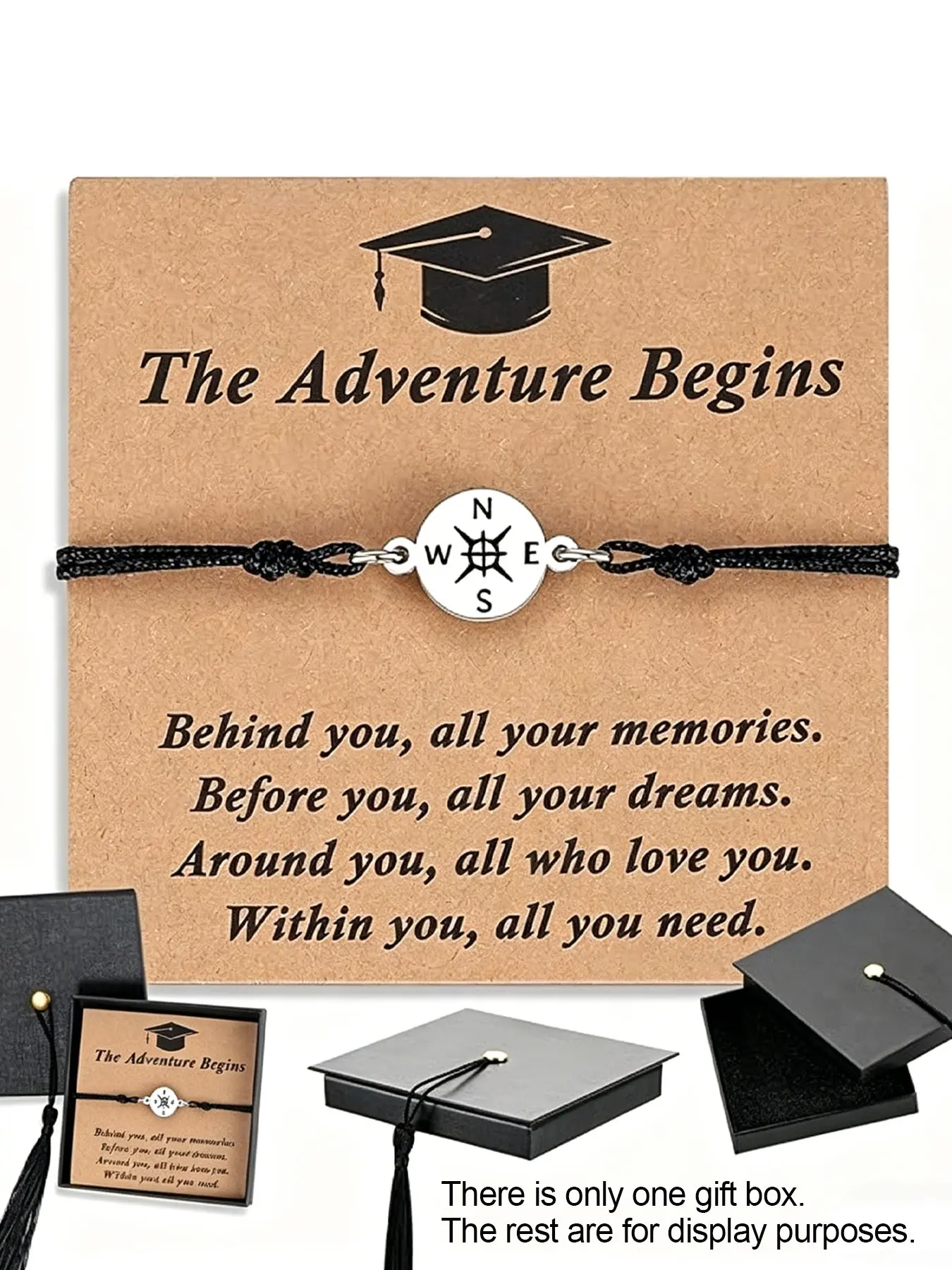 Unique Grad Cap Box 2026 Graduation Gifts for Her/Him - Thoughtful Gift Choice - Adjustable Fit Unisex Bracelet for Primary/Middle School/High School/College Grads