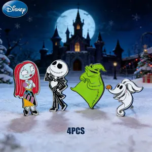 4PCS Disney The Nightmare Before Christmas Pin Officially Licensed Collectible Dark Style Novelty Jack Sally Zero Oogie Boogie Anime Brooch Backpack Decoration Jacket Lapel Anti-Rust Exquisite Alloy Enamel Gift