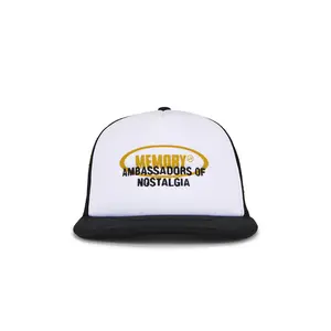 Memory Lane Oval Text Trucker Cap in Black