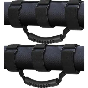 2pcs Black Grab Handle Set Compatible with Jeep Wrangler TJ YJ JK, Easy-to-Fit 3 Straps Design for 1955-2023 Models