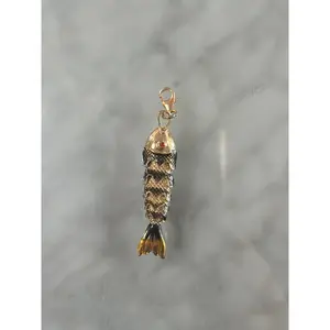 Protect Your Peace Solo Fish Charms Gold-Colored with Intricate Scales in Turquoise Orange Indigo Black & Green Clip-On Clasp for Versatile JewelryGift