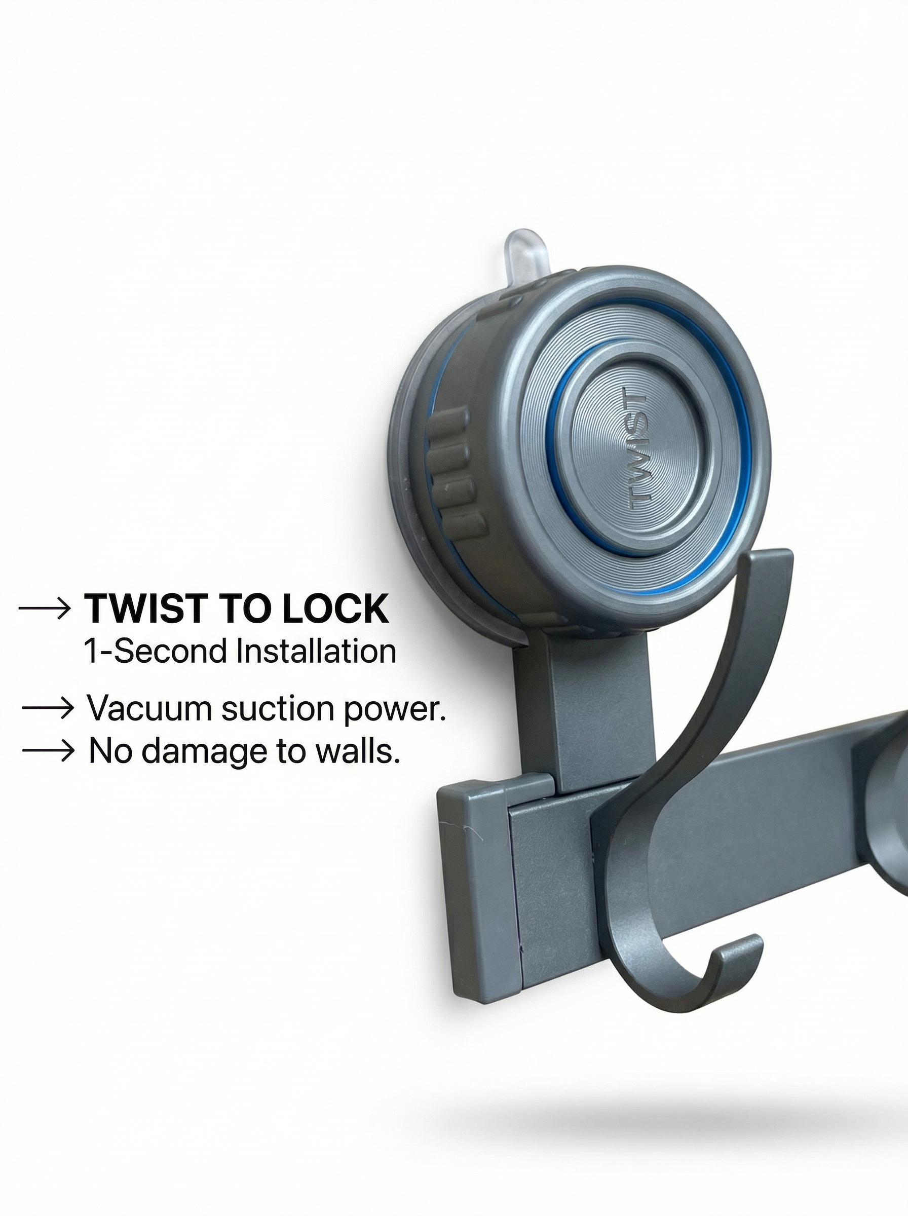 No Drill Succo Hook Rack, Heavy Duty Vacuum Suction Cup Towel Hooks for Bathroom, Wall Mounted Space Aluminum Hanger with 6 Hooks, Waterproof & Reusable, No Damage for Shower, Kitchen, RV, Renters, Hold Towels, Utensils, Robes, No Holes, Easy Install