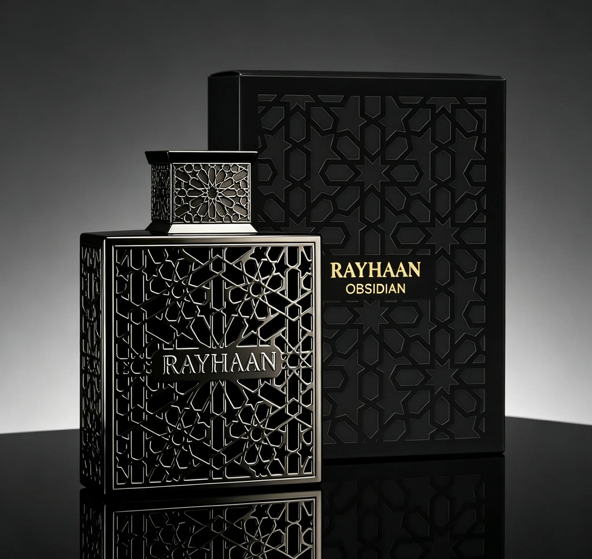 Rayhaan Obsidian Men’s EDP Spray - 3.4 oz (100ml) Rich, Woody, Spicy, Seductive Amber Long-Lasting Fragrance for Men