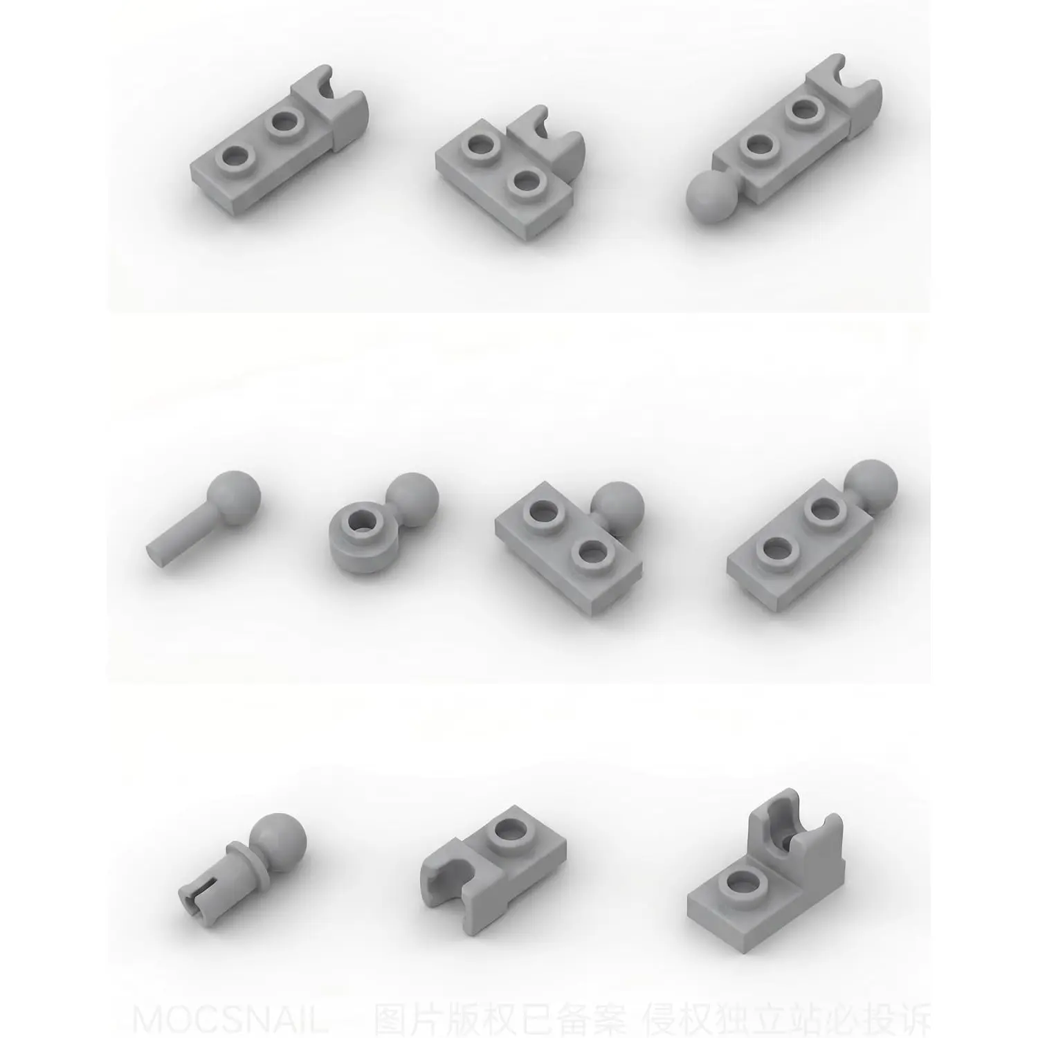 88 PCS Small Ball and Socket Joints Pieces Compatible with Lego Pieces, Light Gray 10 Sizes Ball Joint Socket Connectors, Figure Limb Building Blocks Bulk, Universal Joint Axle MOC Parts