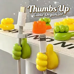 7pcs Thumb Hook Multi-Functional Data Line Holder, Strong Adhesive No Drilling Cable Organizer, Office Home School Car Use