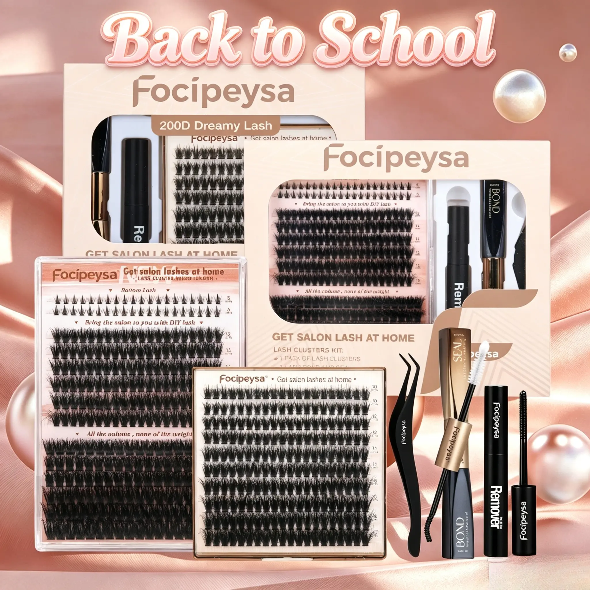 Focipeysa Dreamy Lash Clusters | 200D Volume Lash Clusters | Resuable  Clusters Lashes | Beginner Friendly | D Curl DIY Cluster Lashes for Flawless Makeup | Salon-Level Volume Lash Extensions at Home,back to school