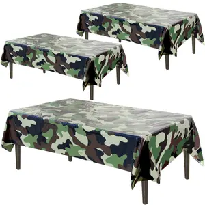 Army Camo Tablecloth - 3 Pack (54" x 102") Military Party Decorations, Camouflage Plastic Table Covers