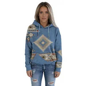 Women's Vintage Ethnic Pattern Hoodie,Western Ethnic Style Pullover Hoodies Hooded Neck Sweatshirt for Daily Holiday Vacation Wear, Sweatshirts for women