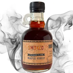 Wood’s Smoked Maple Syrup – Small-Batch Vermont Maple Syrup Cold-Smoked Over Hardwood | Sweet & Savory Flavor | Natural, Vegan Sweetener for BBQ, Cocktails, Glazes & Gourmet Dishes | 8.45 Fl Oz (250mL) Honey
