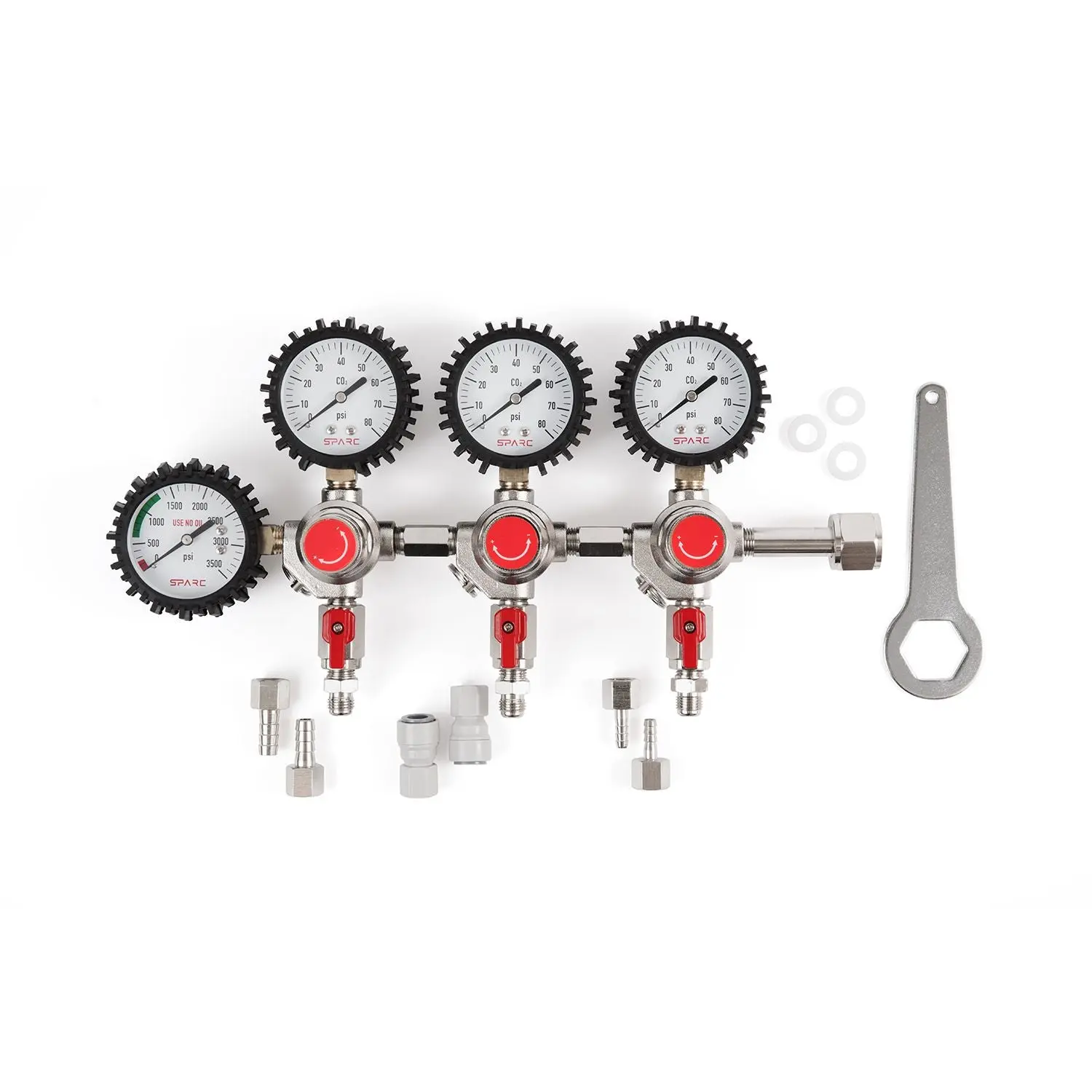 Three Output Premium CO2 Regulator - GEN2 - CGA320 0-60PSI