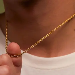 High Quality 18k Gold Rope Chain Necklace.