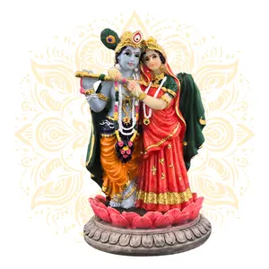Polyresin Mini Radha Krishna on Lotus Murti 3.5”