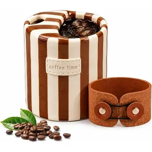 10oz Ceramic Travel Coffee Mug,Ceramic Mug with Sip hole Hand Painted Coffee Mugs with Sleeve Cup,Can Work as a  Ideal for Coffee Lovers (Brown)