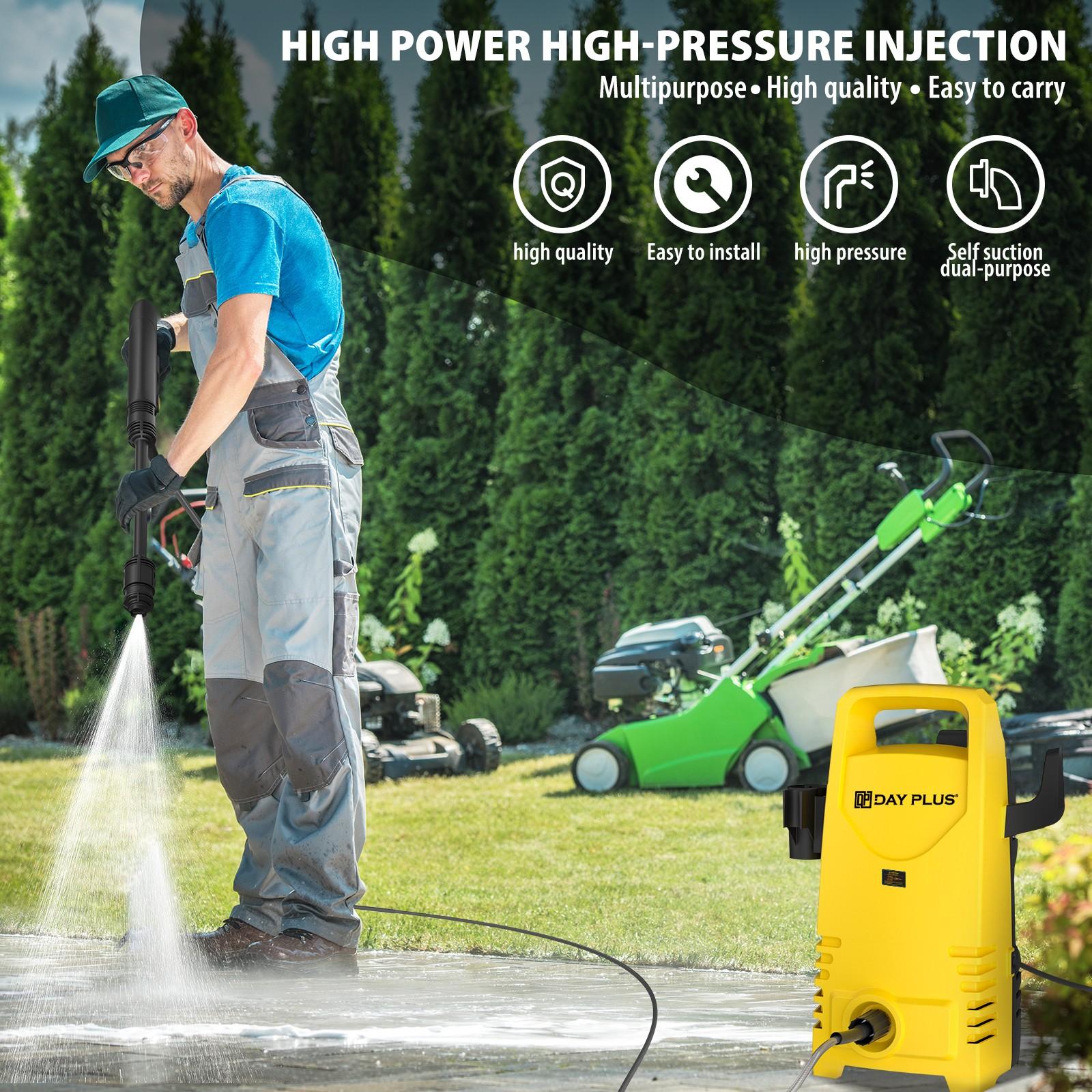 Electric High Pressure Washer 1600W,120bar,380l/h Adjustable Lance from 0 to 180°,7m Flexible Hose,for Terraces,Gardens,Cars