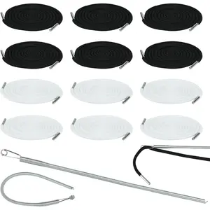 12 count Drawstring Cord 66 Inches Replacement Drawstring with Easy Threader Tool, String Replacement for Sweatpants Shorts Pants Jackets Coats(Black, White)