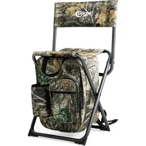 Portal Backpack Cooler Chair Fishing Chairs with Backrest Folding Camping Stool Compact for Outdoors Hiking Hunting Travel, Supports 350 lbs Capacity