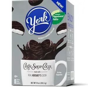 York Candy Shop Cocoa Peppermint Pattie Cocoa Mix Hot Chocolate 1.25 oz Packets Gluten Free Kosher Dairy Certified Made with Real Milk