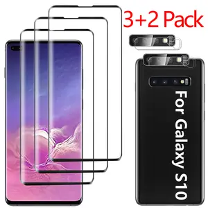3 Pack Glass Screen Protector for Samsung Galaxy S10 [6.1 inch] + 2 Pack Camera Lens Protector, 9H Tempered Glass, Fingerprint Unlock, HD Clear Case Friendly Anti-Scratch