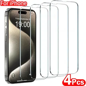 4Pcs Tempered Glass For  16 15 14 13 12 11 Pro Max Screen Protector For  7 8 Plus X XS Max XR Protective Glass Film