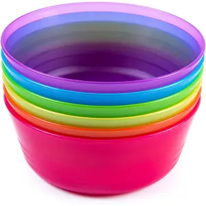 Kids Plastic Dinnerware Set of 6 Multi Color Bowls-Reusable, BPA Free, Dishwasher Safe and Microwaveable