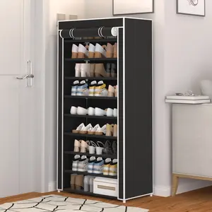 Dustproof Cover Shoe Rack with 4/8/10-Tier, Sturdy Freestanding Stackable Shoe Organizer, Lightweight Shoe Shelf for Closet, Entryway, Easy Assembly Footwear Organization