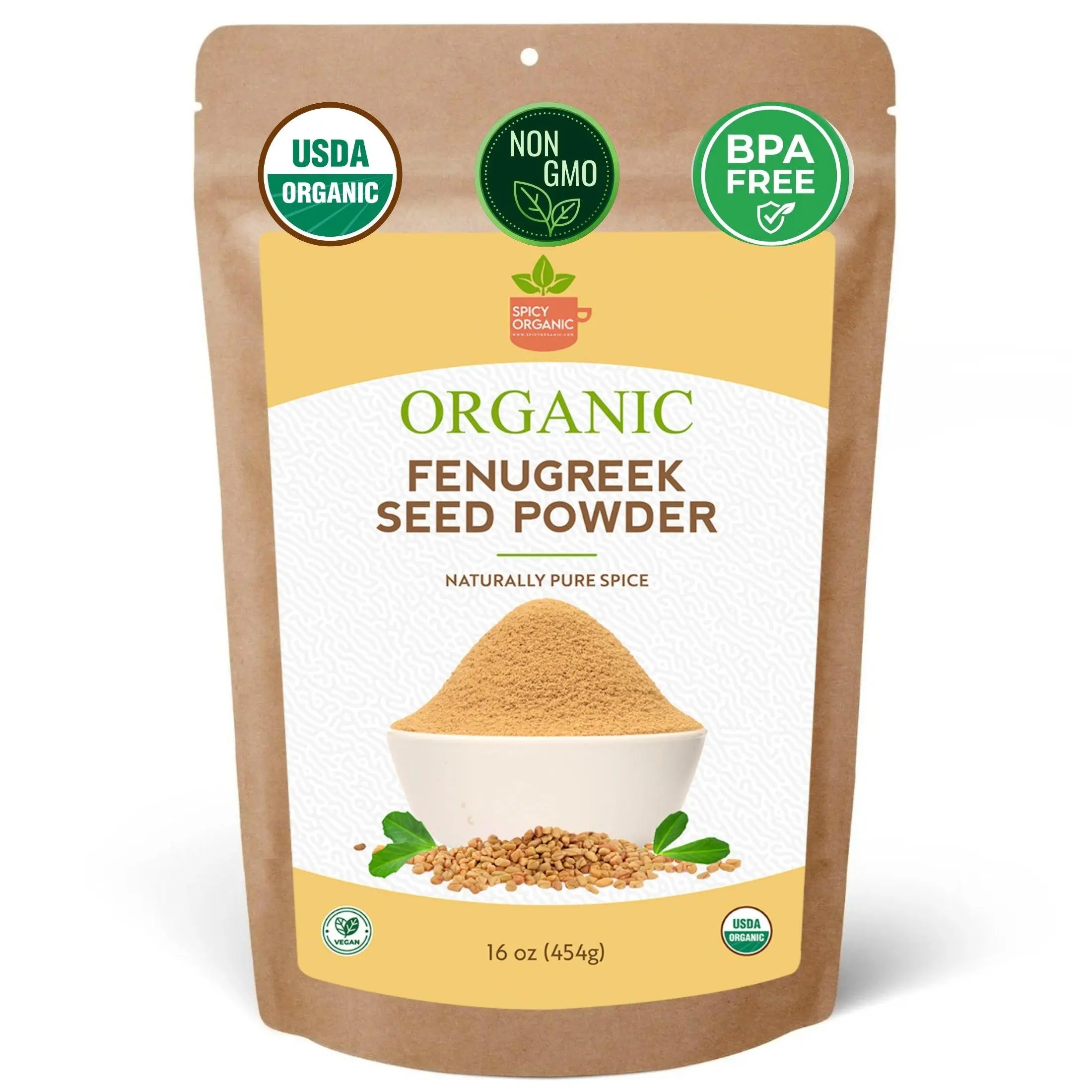 Organic Fenugreek Seed Powder – USDA Certified Ground Methi for Curries, Spice Blends & Tea x 16 OZ