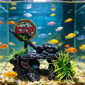 Realistic Tank Aquarium Decoration, Fish and Shrimp Hideout, Breeding Cave Box, Durable Habitat Accessory, Stop War Design