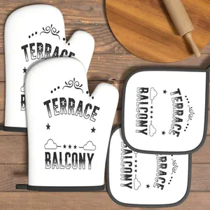 4pcs Heat Resistant Oven Mitts And Potholders Terrace Balcony Oven Mitts And Pot Holders Sets Suitable For Kitchen Decoration, Cooking, Grilling, Baking And Great Holiday Camping Picnics Gifts