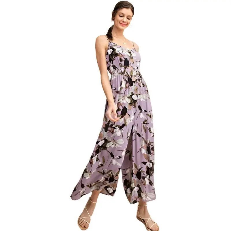 Kori Floral Button Down Jumpsuit - Lilac