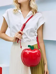 Apple Shape Shoulder Bag Crossbody Bag PU Leather Handbag