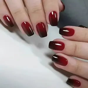 24pcs Long Rectangle Gradient Press-On Nails Set, Nail Kit Set, Includes Jelly Glue and Nail File, Perfect for Parties, Dancing, Daily Use