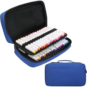 60 Slots Marker Organizer Case, Large Marker Case for 60 Markers Big Capacity Marker Storage Bag Pen Case Pencil Pouch with Carrying Handle