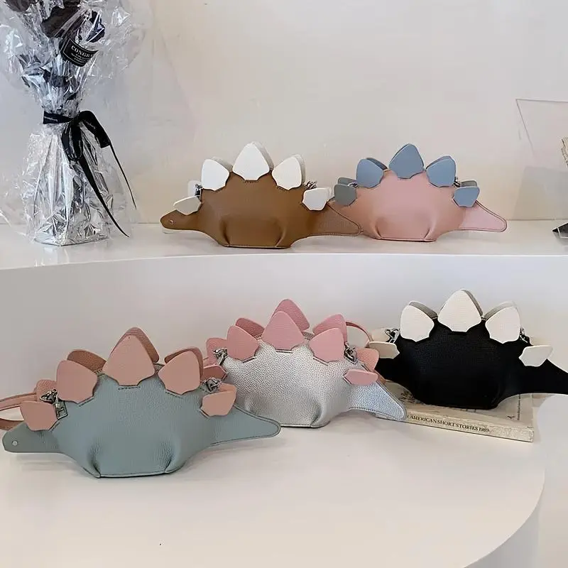Casual Crossbody Bag for Women, Cute Dinosaur-Shaped Faux Leather Shoulder Purse for Daily Use with Adjustable Shoulder Strap, Figure, Plain, Playful Look, Adjustable Strap, Cartoon, Shoulder Carry