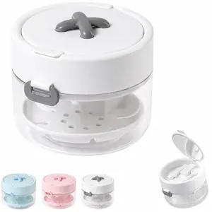 All-in-1 Retainer Mouth Guard Soak Container Box - Leakproof Denture Bath with Strainer, Brush, Pick Tool, Mirror for Oral Care