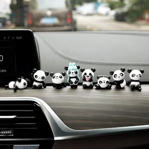 YGMONER 8 Pcs Mini Figurine Car Dashboard Decoration Cute Car Interior Ornaments Cake Toppers (Panda)