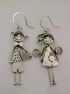 Vintage Creative Asymmetric Cartoon Character Earrings, Unique Design Women's Party Vacation, Stylish Ear Accessories, Asymmetrical Pierced, Dainty Fashion Jewelry