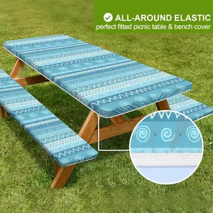 3pcs Camping Tablecloth and Chair Covers, Outdoor Picnic Table Set for 4ft 6ft 8ft Tables, Rectangular Tablecloth Only, No Furniture Included