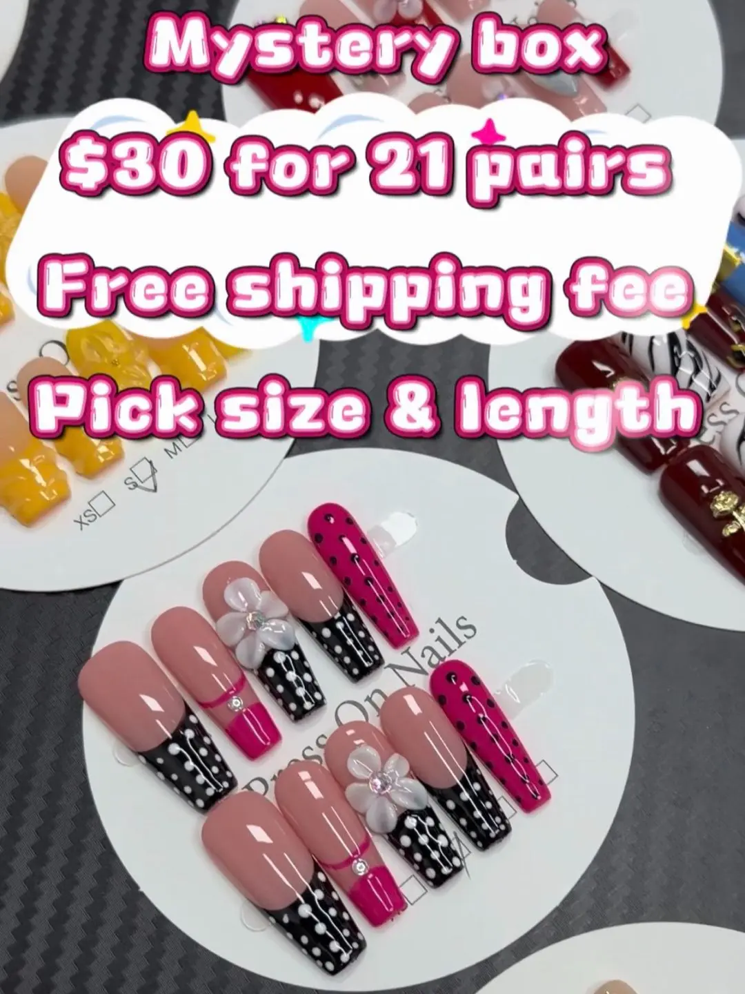1362(22461)gc.Mystery box with free shipping fee, $30 for 21 pairs, remember pick your size and length!
