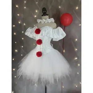Black and White Clown Costume Set for Halloween, CORSET, TUTU Skirt, and Scarf Three-Piece Outfit  Clothes Womenswear  Lace Bodysuits