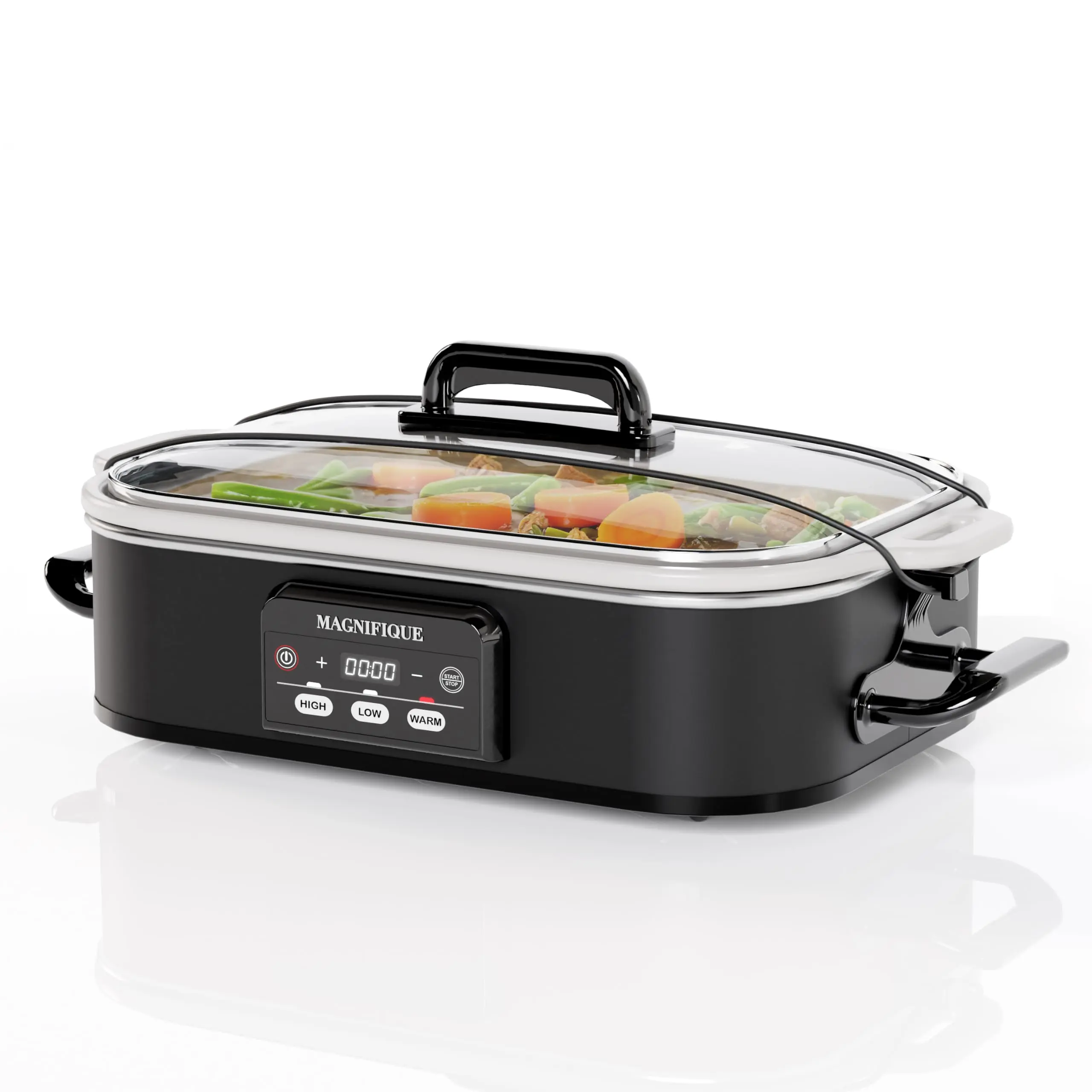 Magnifique 4-Qt Slow Cooker Casserole Crock, Kitchen Cookware with Locking Lid, Adjustable Temperature, Keep Warm Function, Oven-Safe & Dishwasher-Safe Pan