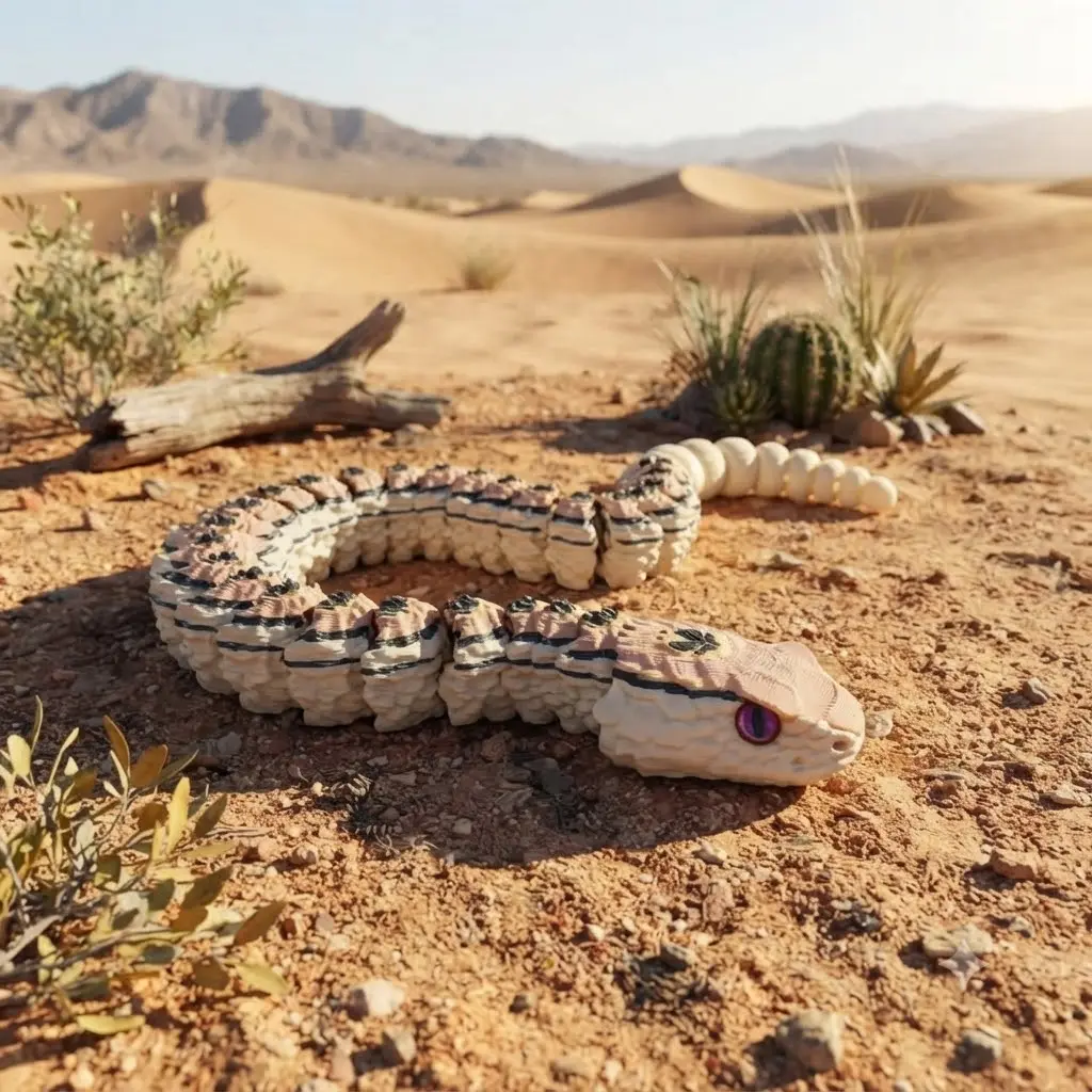 23.62in ABS Plastic 3D Printed Desert Snake Statue - Sound Tail, Home/Office Decor, Halloween Gift for Friends, Quirky Home Supplies Figurine