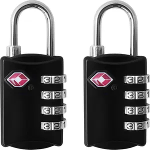 "SPECIAL PROMOTION" TSA Luggage Locks (2 Pack) - 4 Digit Combination Steel Padlocks - Approved Travel Lock for Suitcases & Baggage - TSA Lock - Black