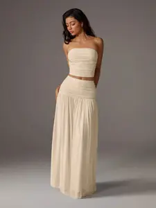 Women's Mesh Solid Color Halter Top Sleeveless and Long Skirt Two-Piece Set, Boho Outfit Sets, Casual Summer Set, Elegant and Comfortable for Daily Wear, Perfect for Summer Style