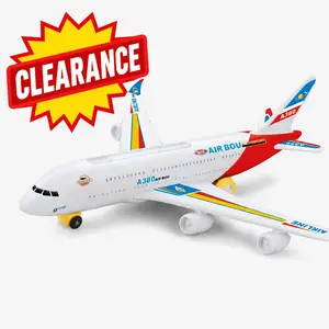 Electric A380 Airplane Toy with Lights & Realistic Sounds, Bump & Go Auto Turn, Kids Aircraft Model